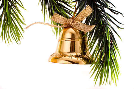 Year's tree ornaments pictured on a white backgroundの写真素材