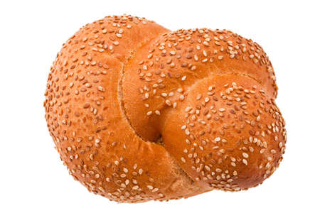 braided muffin sprinkled by sesame on white background