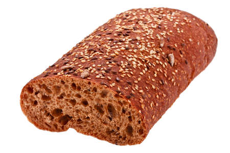 braided muffin sprinkled by sesame on white backgroundの写真素材