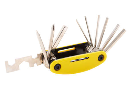 yellow pocket a set of keys and screwdrivers