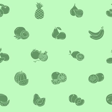 Fruit background - Vector seamless pattern solid silhouettes of vegetarian food for graphic designのイラスト素材