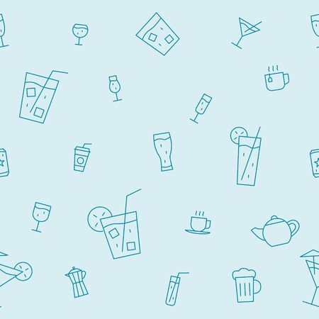 Drink Glass background - Vector seamless pattern of cocktail and alcohol for graphic designのイラスト素材