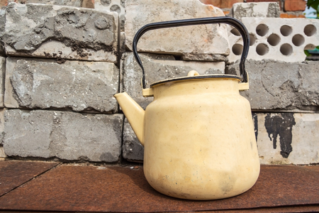 Old vintage iron kettleの写真素材