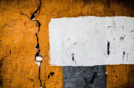 Texture of white and orange paint concrete background, white and orange grunge concrete wall.