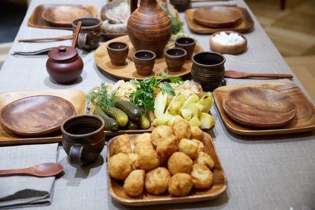 Belorussian cuisine, tasty and beautifully designed foodの写真素材