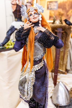 Ancient dolls of Scandinavian gods and monsters, Thor, Heimdall, witches, griffin, dragonの写真素材