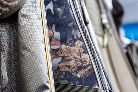 Bags and backpacks for hunting in the hunting and fishing storeの写真素材