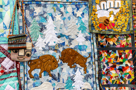 Embroidered towels and handkerchiefs with Belarusian national ornament