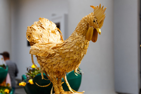 Handmade dolls made from straw at an exhibition of folk artsの写真素材