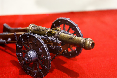 Miniature copies of medieval cannons in a private collectionの写真素材