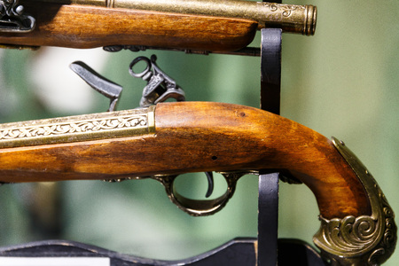 Ancient pistols and arquebus in a private collectionの写真素材