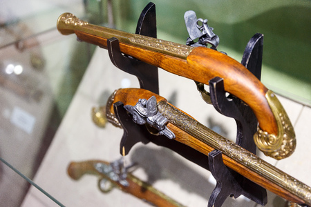 Ancient pistols and arquebus in a private collectionの写真素材