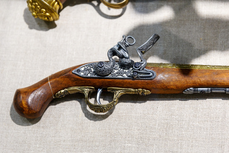 Ancient pistols and arquebus in a private collectionの写真素材
