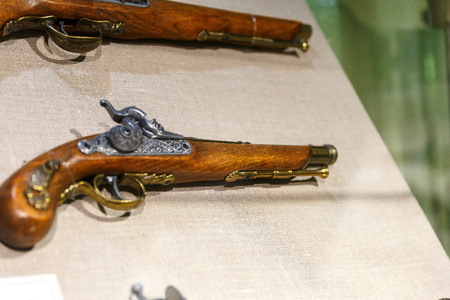 Ancient pistols and arquebus in a private collectionの写真素材