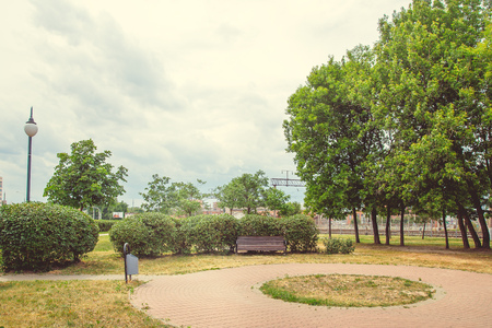 Square in the center of the city in clear sunny weather in summerの写真素材