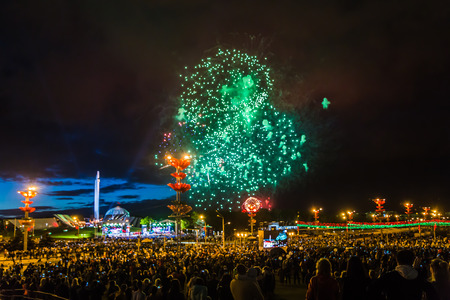 MINSK, BELARUS - MAY 4, 2017: Colorful fireworks during the celebration of the Independence Day of Belarusのeditorial素材