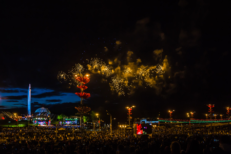 MINSK, BELARUS - MAY 4, 2017: Colorful fireworks during the celebration of the Independence Day of Belarusのeditorial素材