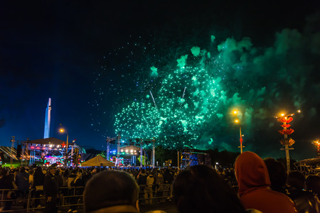 MINSK, BELARUS - MAY 4, 2017: Colorful fireworks during the celebration of the Independence Day of...