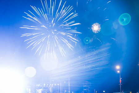 MINSK, BELARUS - MAY 4, 2017: Colorful fireworks during the celebration of the Independence Day of Belarusのeditorial素材