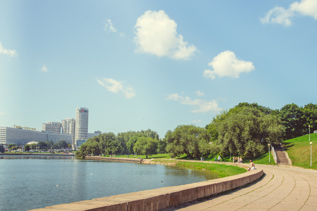 Park in the city center in sunny clear weatherのeditorial素材
