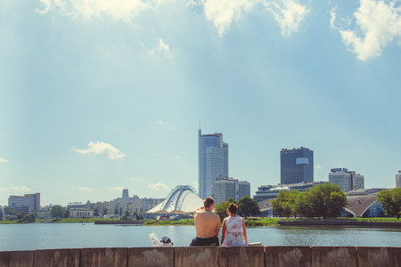 Park in the city center in sunny clear weatherのeditorial素材