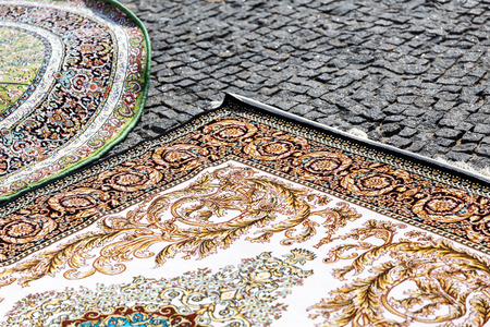 AZERBAIJANI AND TURKISH CARPETS ARE SOLD ON THE BRUSHWATH ON THE STREETの写真素材