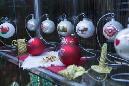MINSK, BELARUS - OCTOBER 10, 2017: NEW YEAR AND CHRISTMAS FURNITURE TOY AND SOUVENIRS SHOPのeditorial素材