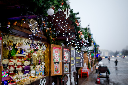 beautiful decorations at the Christmas market in the center of the cityの写真素材