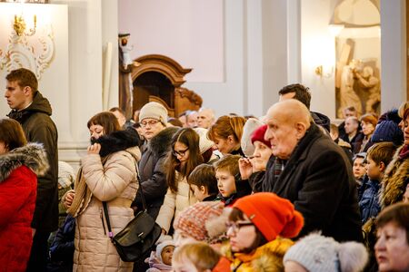MINSK, BELARUS - DECEMBER 25, 2017: CHRISTMAS CATHOLIC SPIRITUAL SERVICES HELD IN THE CHURCH