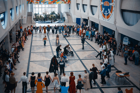 MINSK, BELARUS - MAY 1, 2017: children with Down syndrome dance and have fun at the ballのeditorial素材