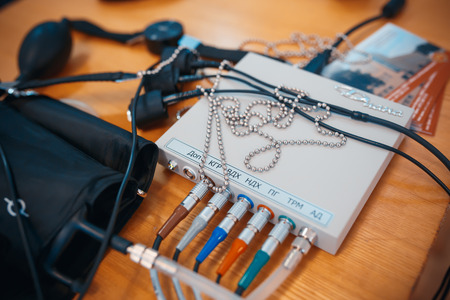 MINSK, BELARUS - MAY 1, 2017: polygraph pods for testing of investigatorsのeditorial素材