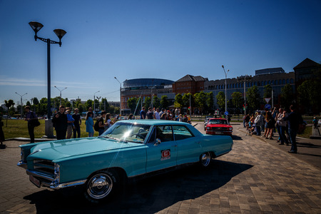MINSK, BELARUS - MAY 1, 2017:  exhibition of old retro carsのeditorial素材