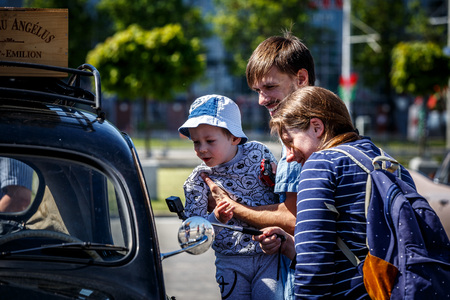 MINSK, BELARUS - MAY 1, 2017:  exhibition of old retro carsのeditorial素材