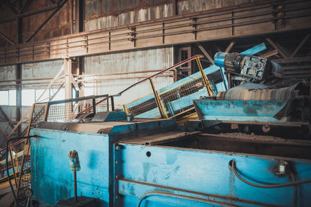 Industrial interior of an old abandoned factory buildingの写真素材