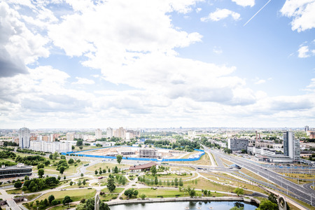 panorama of the city of Minskの写真素材