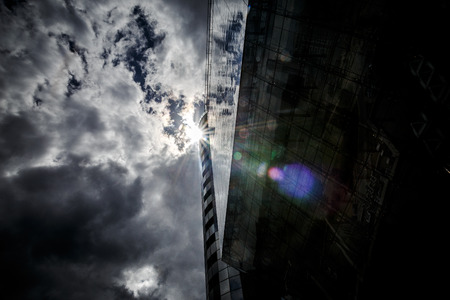 up view modern building in minsk