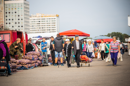 MINSK, BELARUS - 1 OKTOBER, 2018: agricultural fair in the city centerのeditorial素材