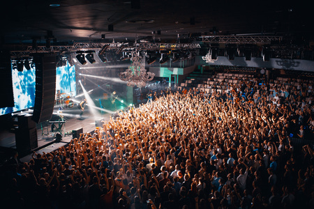 MINSK, BELARUS - MAY 1, 2017: a crowd of people at a rock music concertのeditorial素材