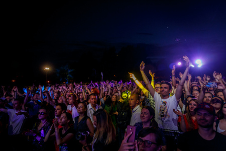 MINSK, BELARUS - MAY 1, 2017:  a crowd of people at a rock music concertのeditorial素材