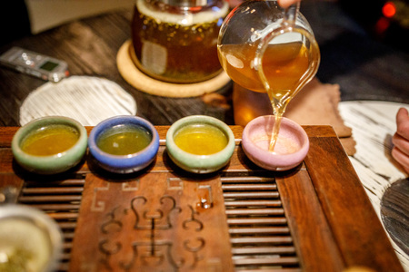 Shen Puer tea brewing process, tea ceremonyの写真素材