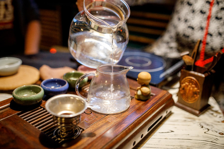 Shen Puer tea brewing process, tea ceremonyの写真素材