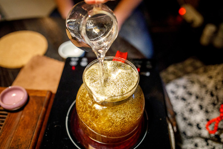 Shen Puer tea brewing process, tea ceremonyの写真素材