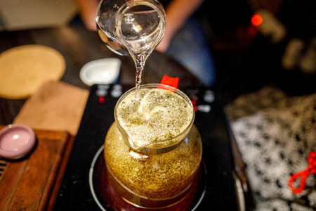 Shen Puer tea brewing process, tea ceremonyの写真素材