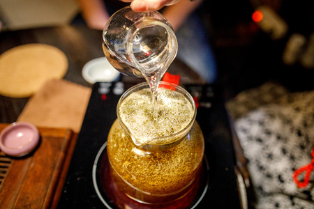 Shen Puer tea brewing process, tea ceremonyの写真素材