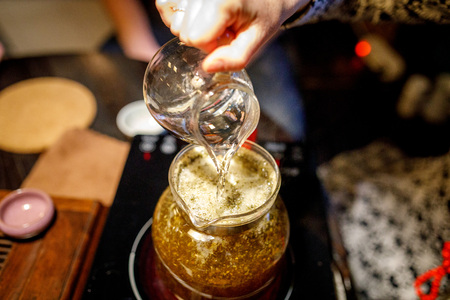 Shen Puer tea brewing process, tea ceremonyの写真素材