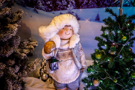 Christmas tree 2019, Christmas decorations, fairy figures and toysの写真素材
