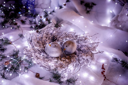 Christmas tree 2019, Christmas decorations, fairy figures and toysの写真素材