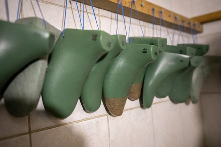 workshop for the production of felt boots and shoesの写真素材
