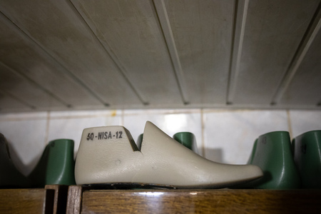 workshop for the production of felt boots and shoesの写真素材