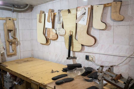 workshop for the production of felt boots and shoesの写真素材